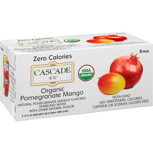 Cascade Ice Sparkling Water, Organic, Pomegranate Mango, 8 Pack - 8 pack, 12 fl oz cans