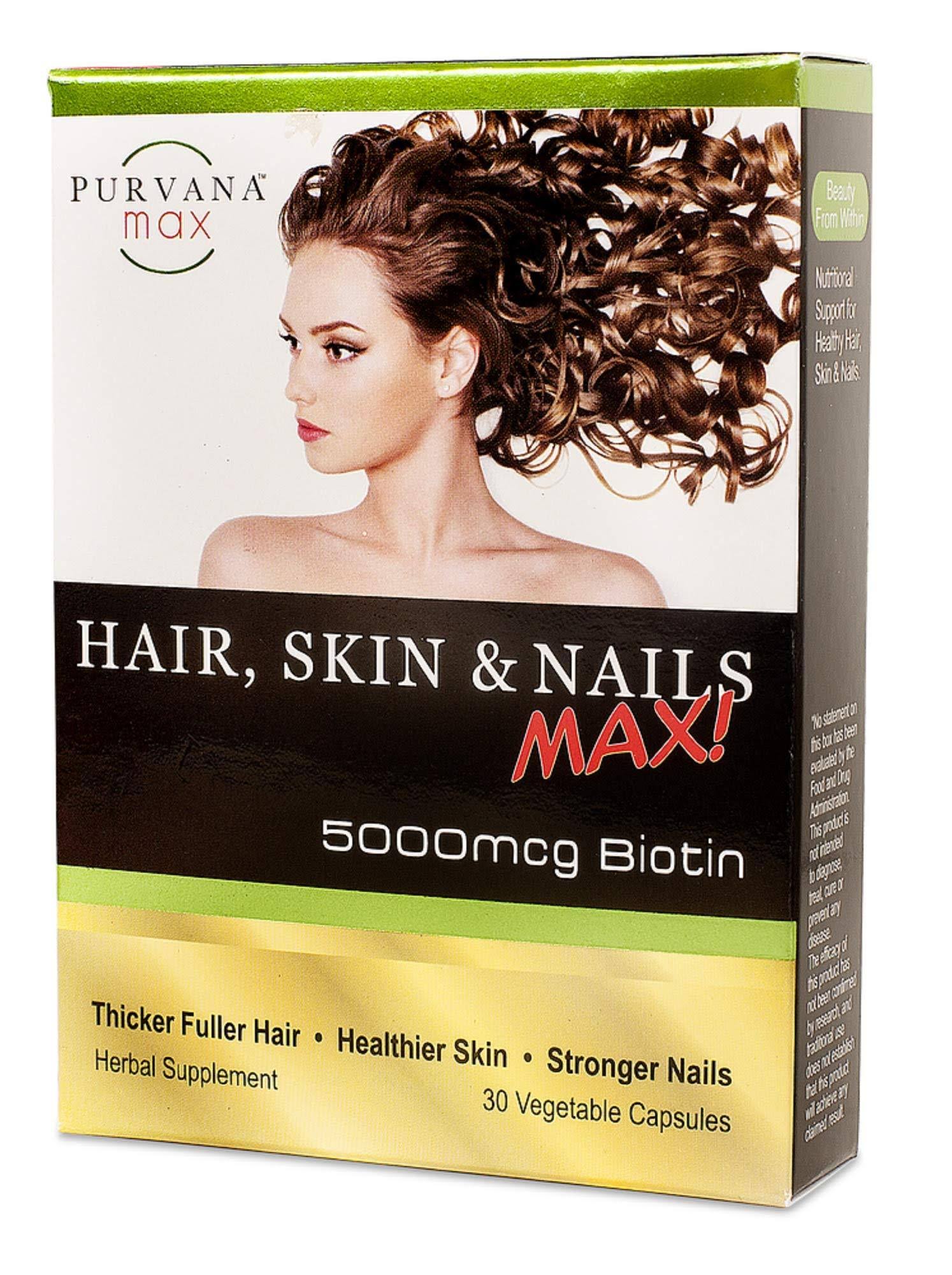 Purvana Max Hair, Skin and Nails Max! Vegetable Capsules - x30