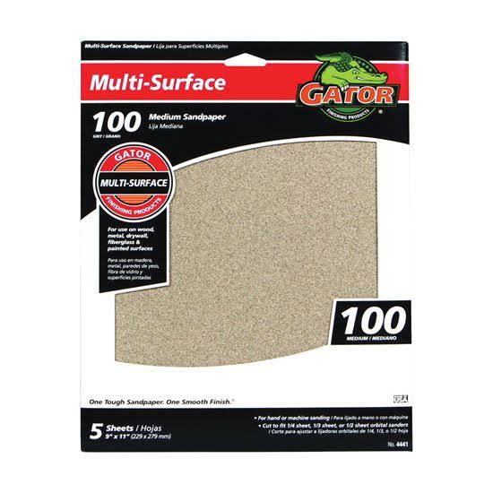 Ali Industries Sandpaper - 100 Grit, 5ct, 9" x 11"