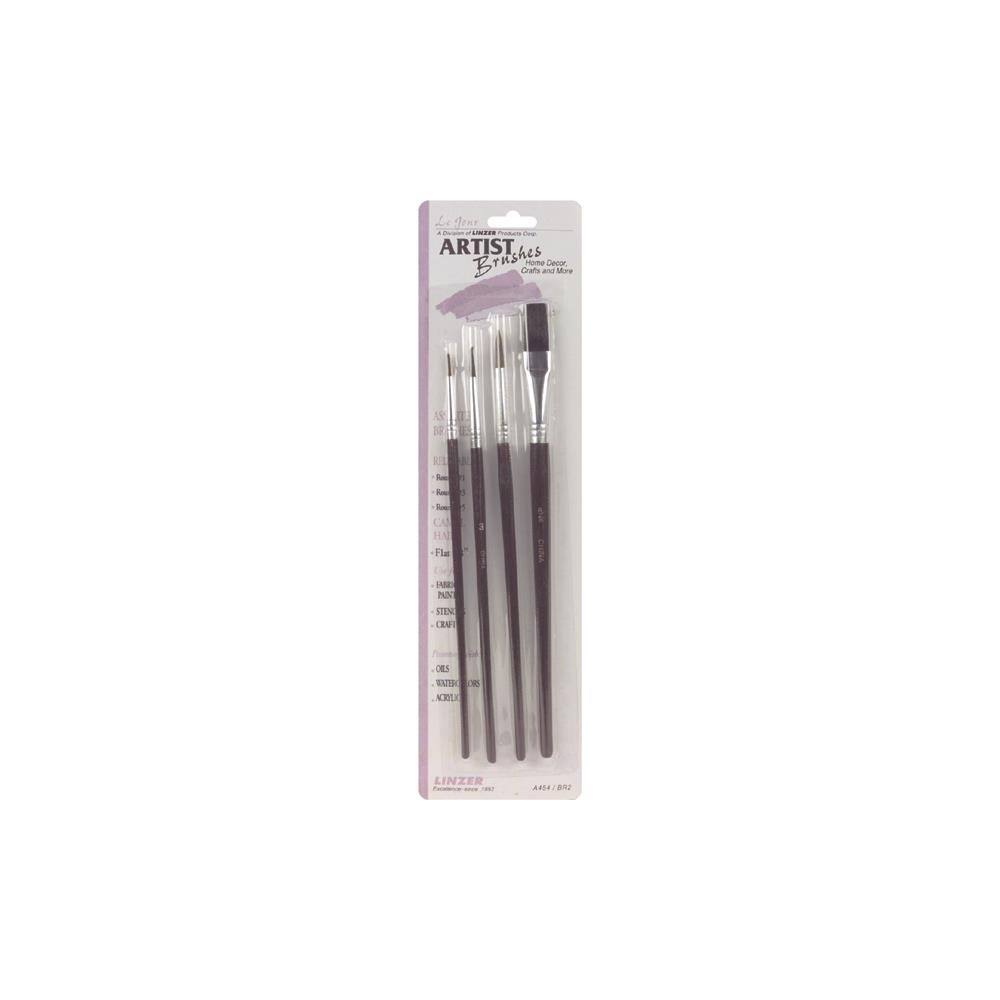 Red Sable and Camel Hair Artist Brush Set - 4pcs