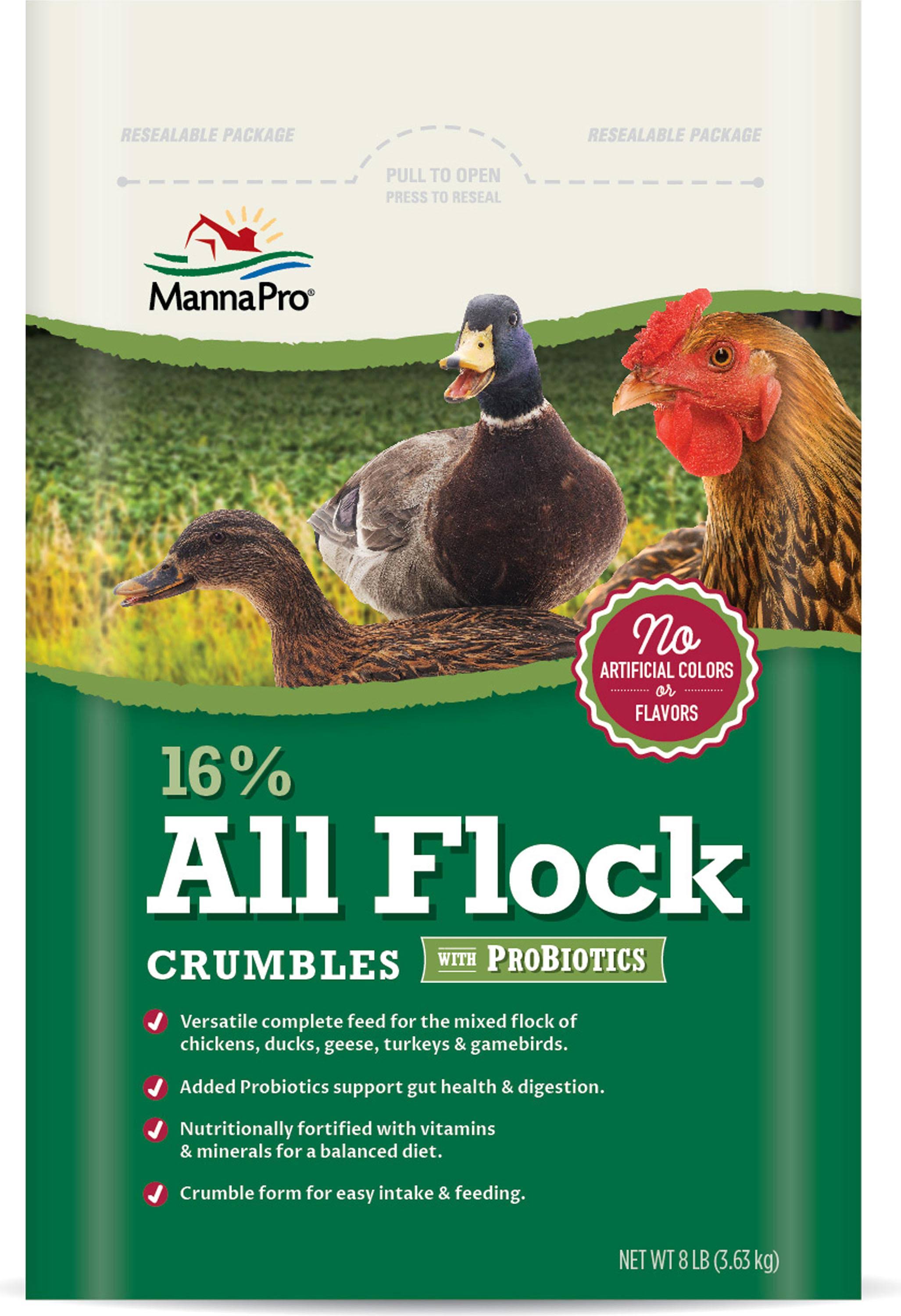 Manna Pro 16 Percent All Flock Bird Food - with Probiotics, 8lbs