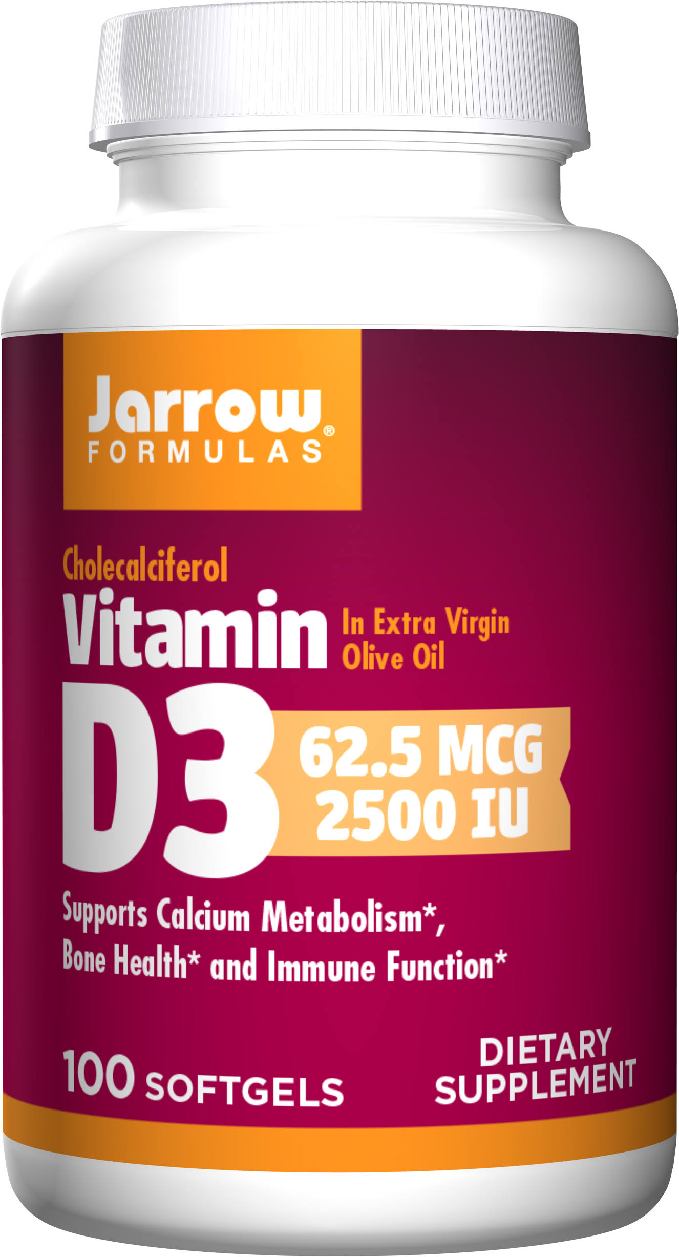 Jarrow Formulas Vitamin D3 - 2500IU, 100 Softgels