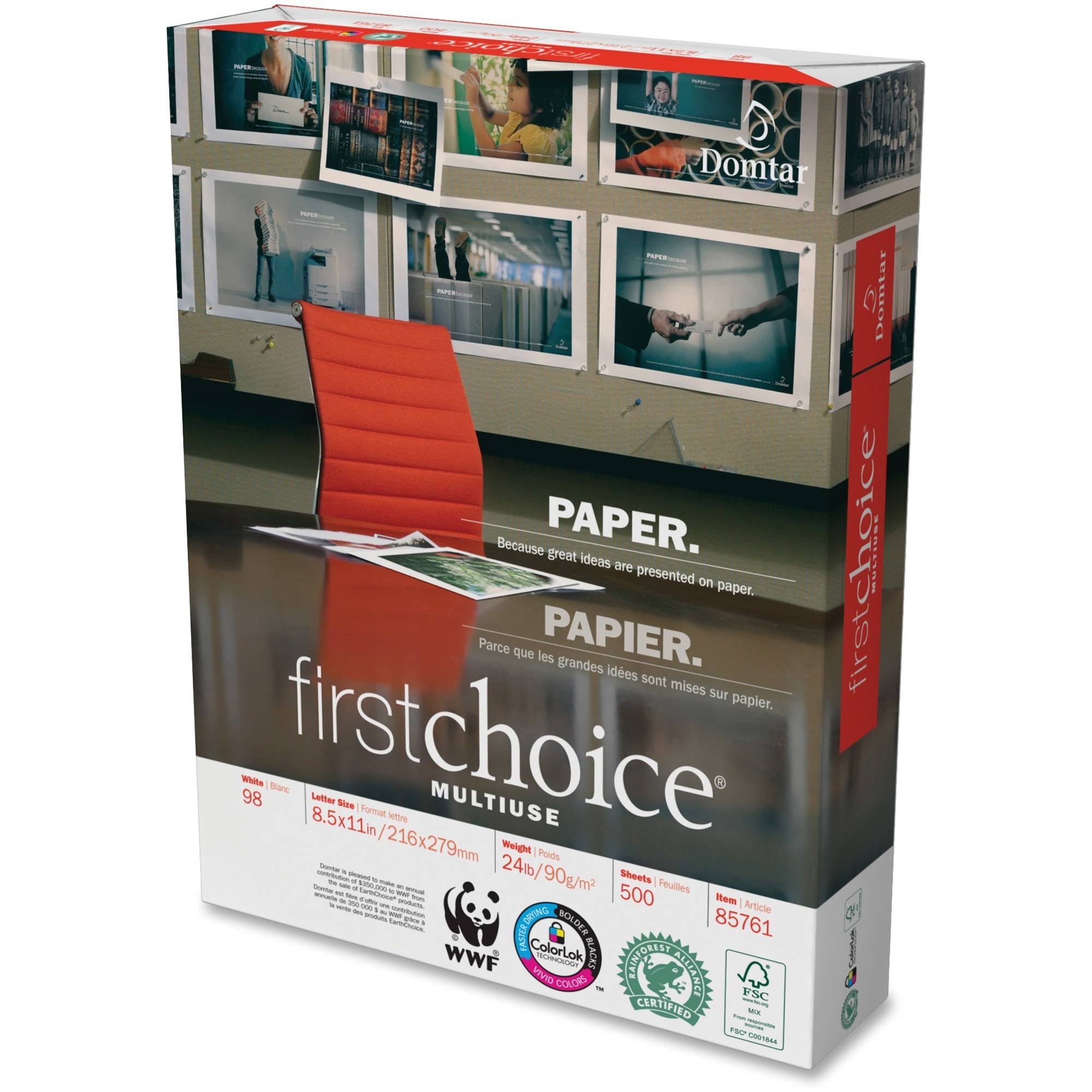 Domtar First Choice Multi Use Paper - White, 8 1/2" x 11"
