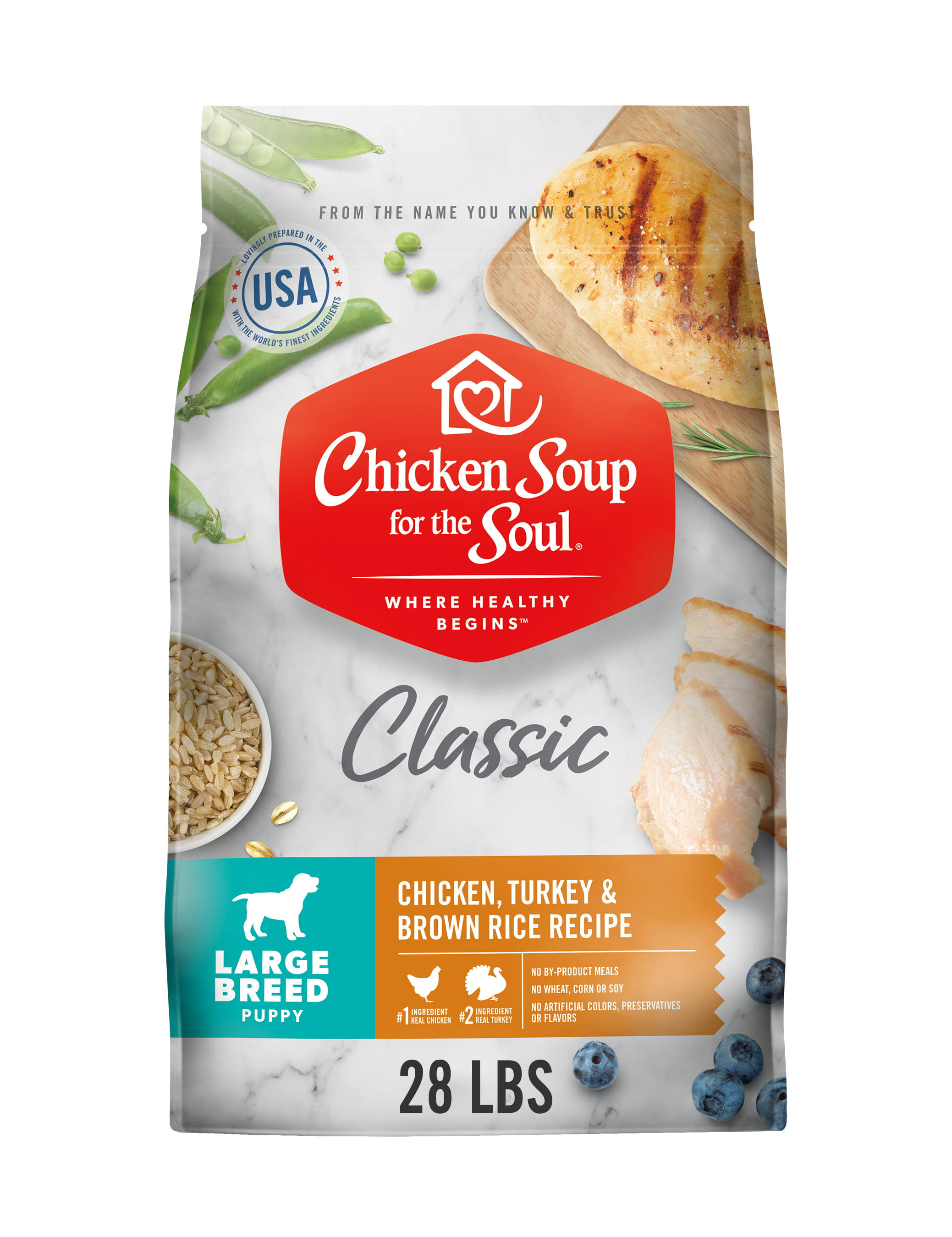 Chicken Soup for The Soul Large Breed Puppy Chicken Turkey Brown Rice Dry Dog Food, 28 lb