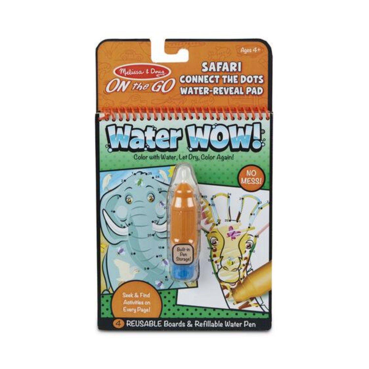Melissa & Doug On The Go Water Wow! Reusable Water-Reveal Connect The Dots Activity Pad Safari