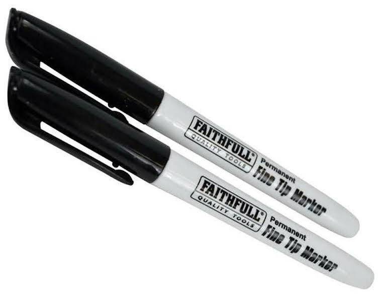 Faithfull FAIFTMBLK2 Fibre Tip Marker Pen Black (Pack of 2)