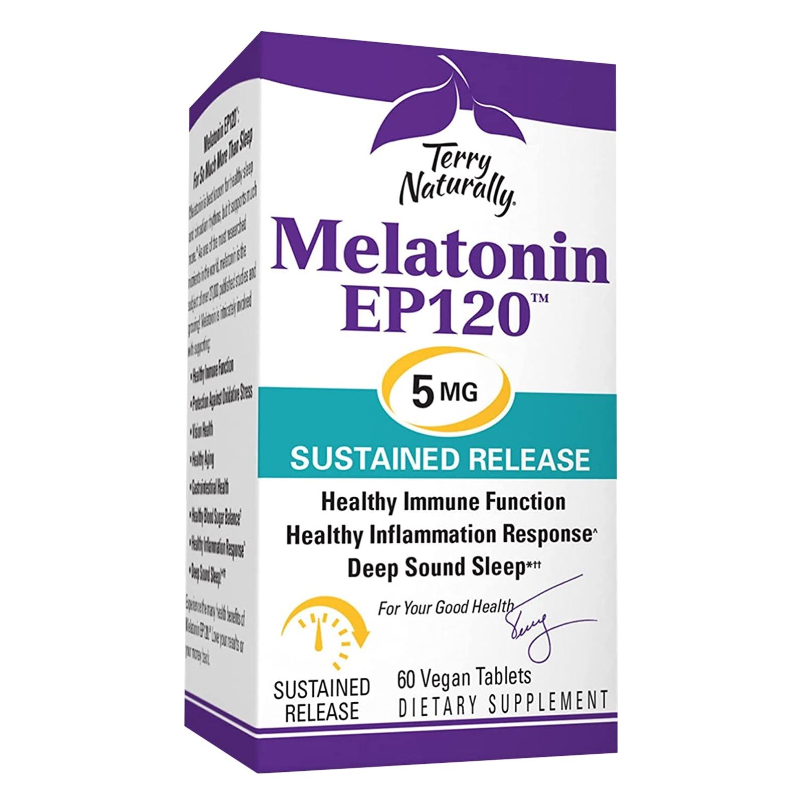 Melatonin EP120 5 mg Sustained Release, 60 Vegan Tablets, Terry Naturally
