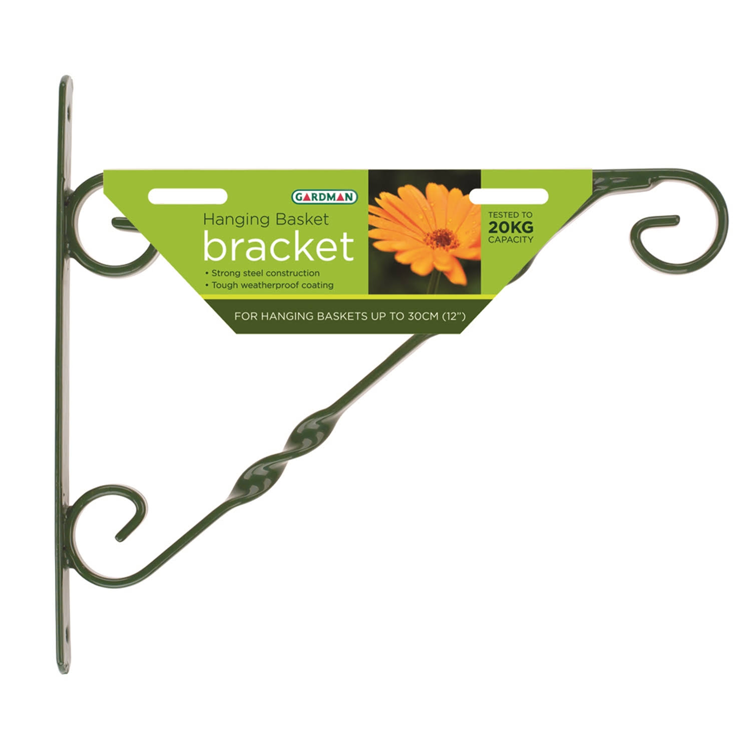 Gardman Standard Hanging Basket Bracket - 30cm, Black