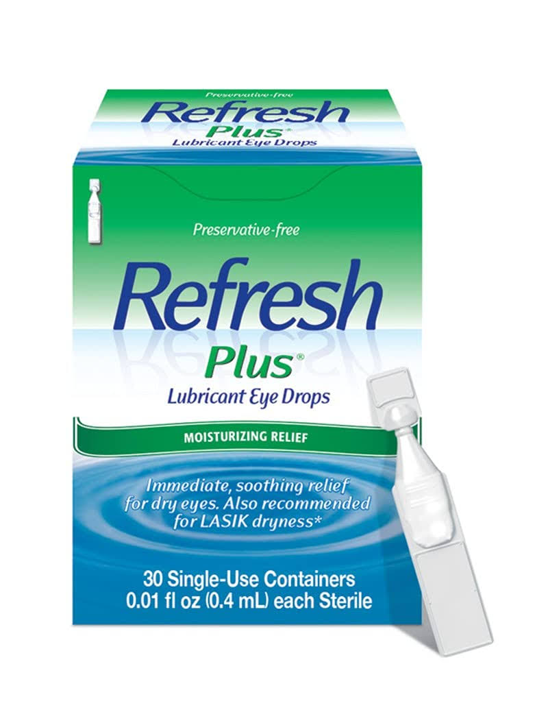Refresh Plus Moisturizing Relief Lubricant Eye Drops Single Use Containers - 30 Pack