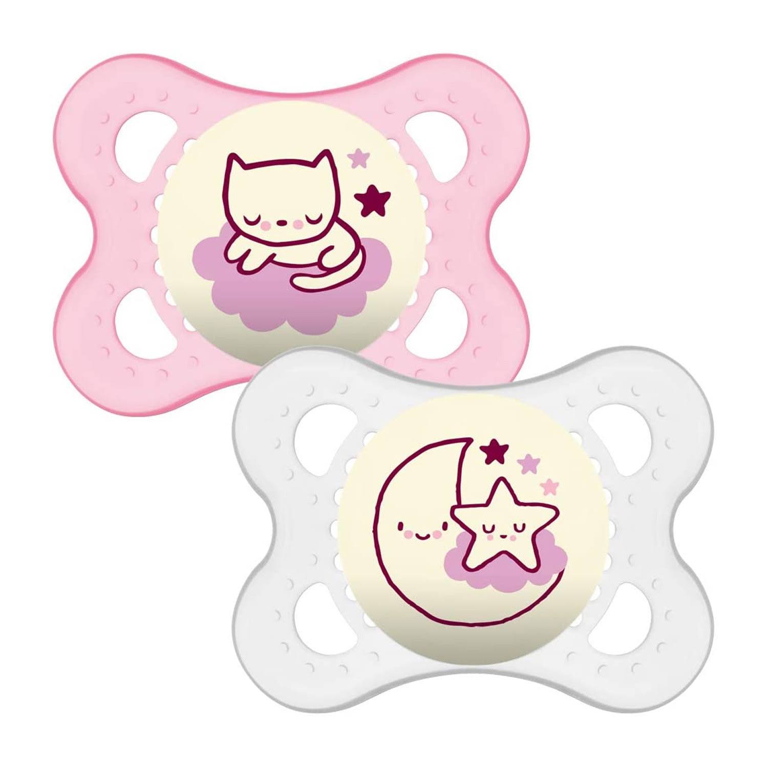 MAM Night Soother 2 Pack, Pink