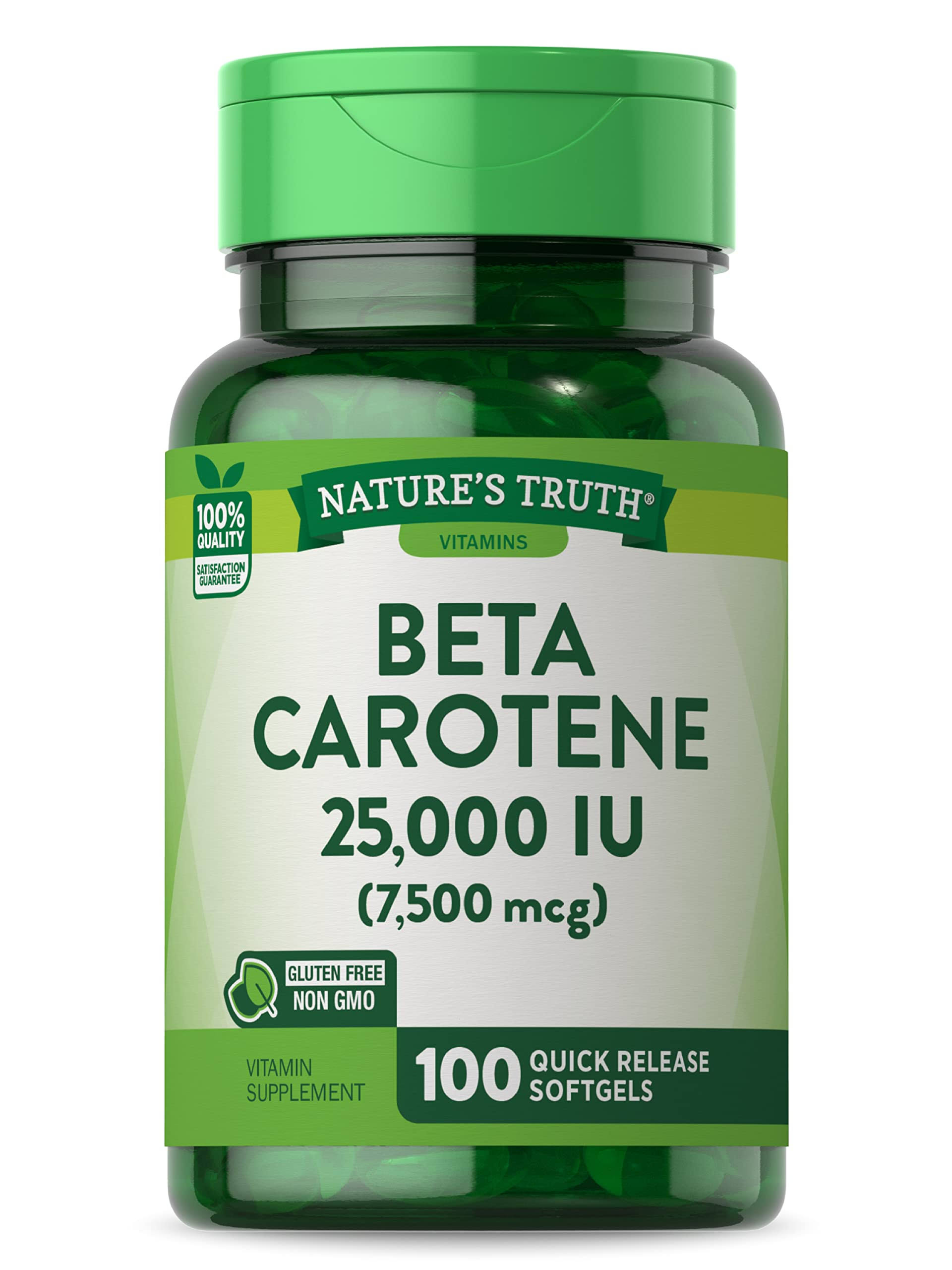 Nature's Truth Beta Carotene Pro Vitamin A Supplement - 25000 IU, 100 Softgels