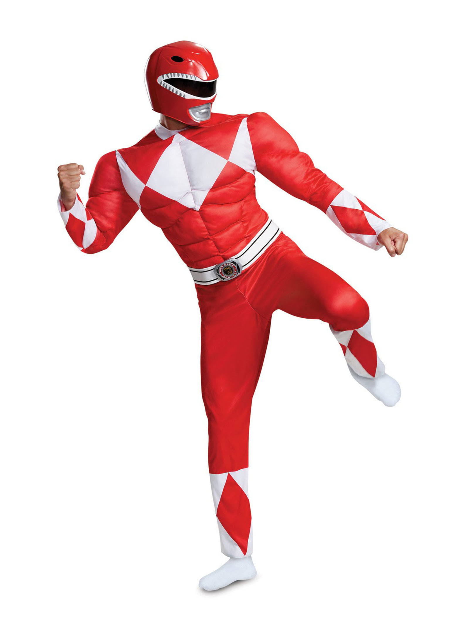 Disguise Men's Power Rangers Red Ranger Muscle Costume