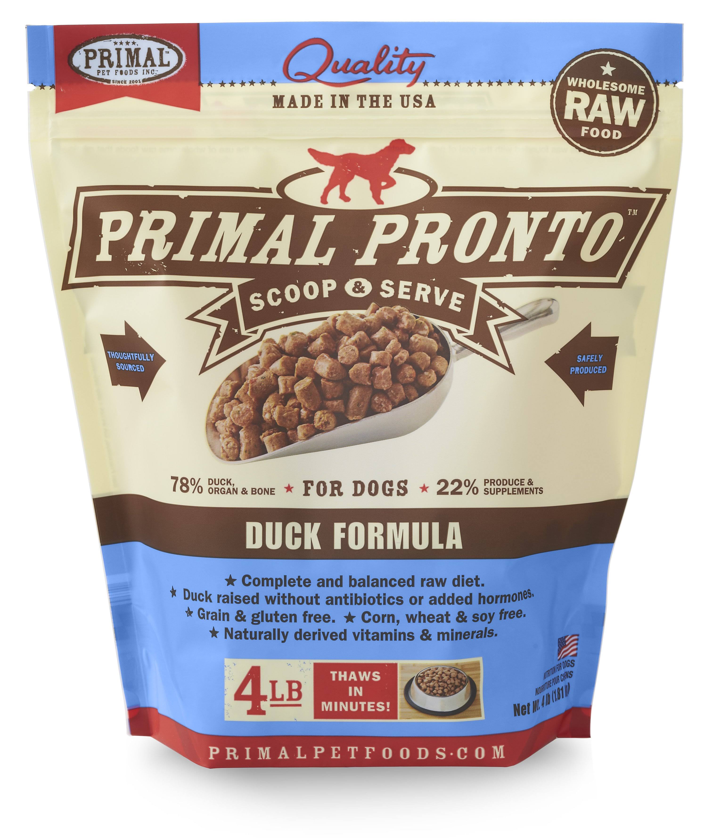 Primal Pronto Raw Frozen Dog Food - Duck, 4lb