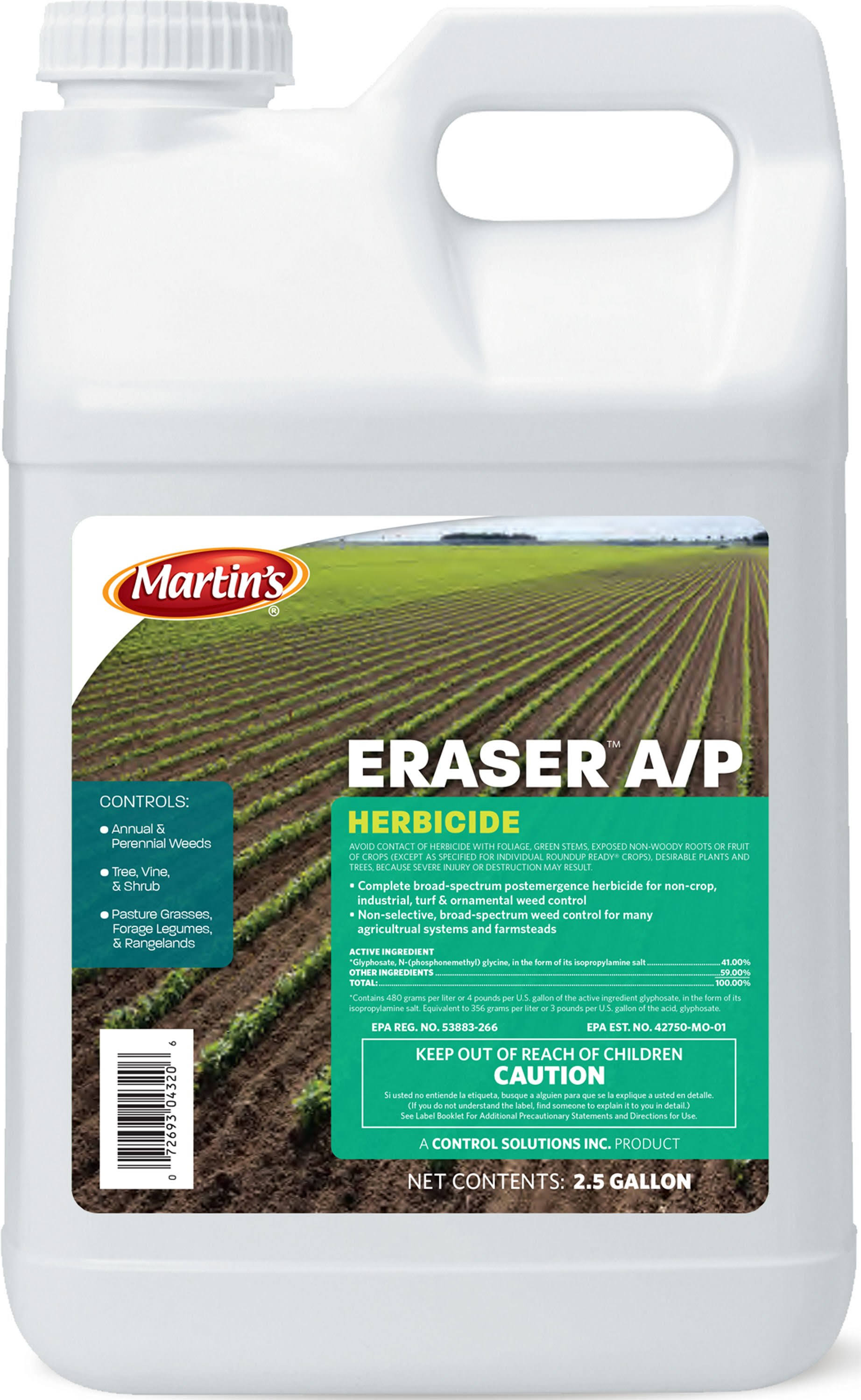 Control Solutions Eraser AP 41 Percent Concentrate Weed and Grass Killer - 2.5 Gallon