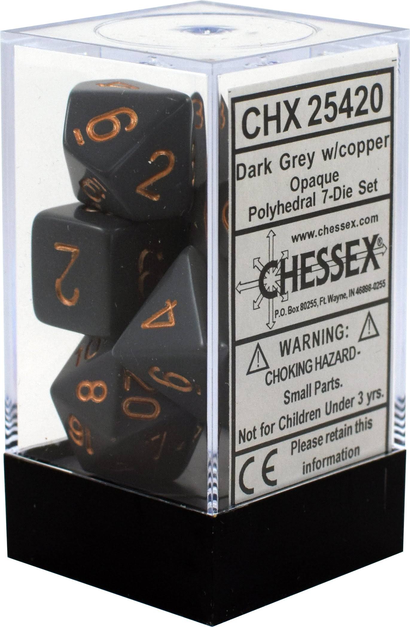 Chessex Polyhedral 7-Die Set Opaque Dark Grey/Copper