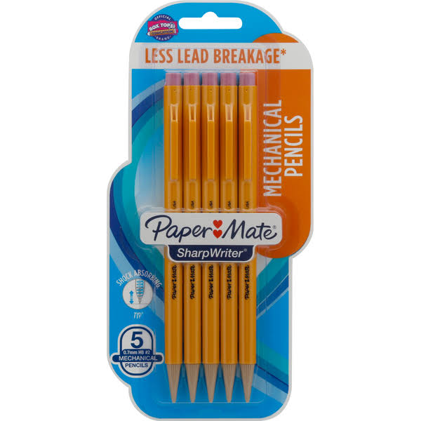 Paper Mate Sharpwriter Mechanical Pencil - 0.70mm, Goldenrod Barrel, 5 Pack
