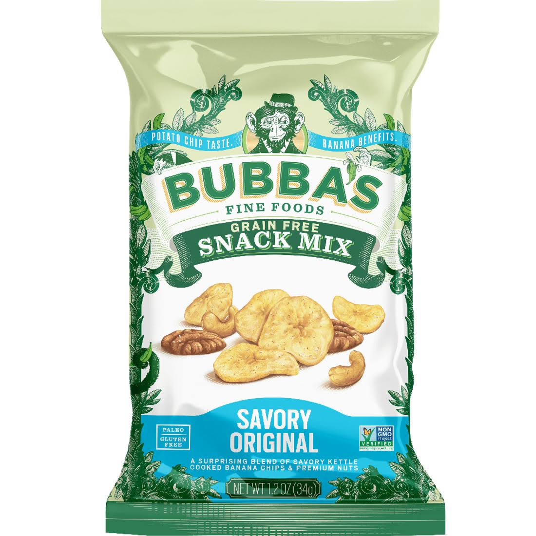 Bubbas Foods Savory Original Snack Mix (Factory Case), 8 x 34g