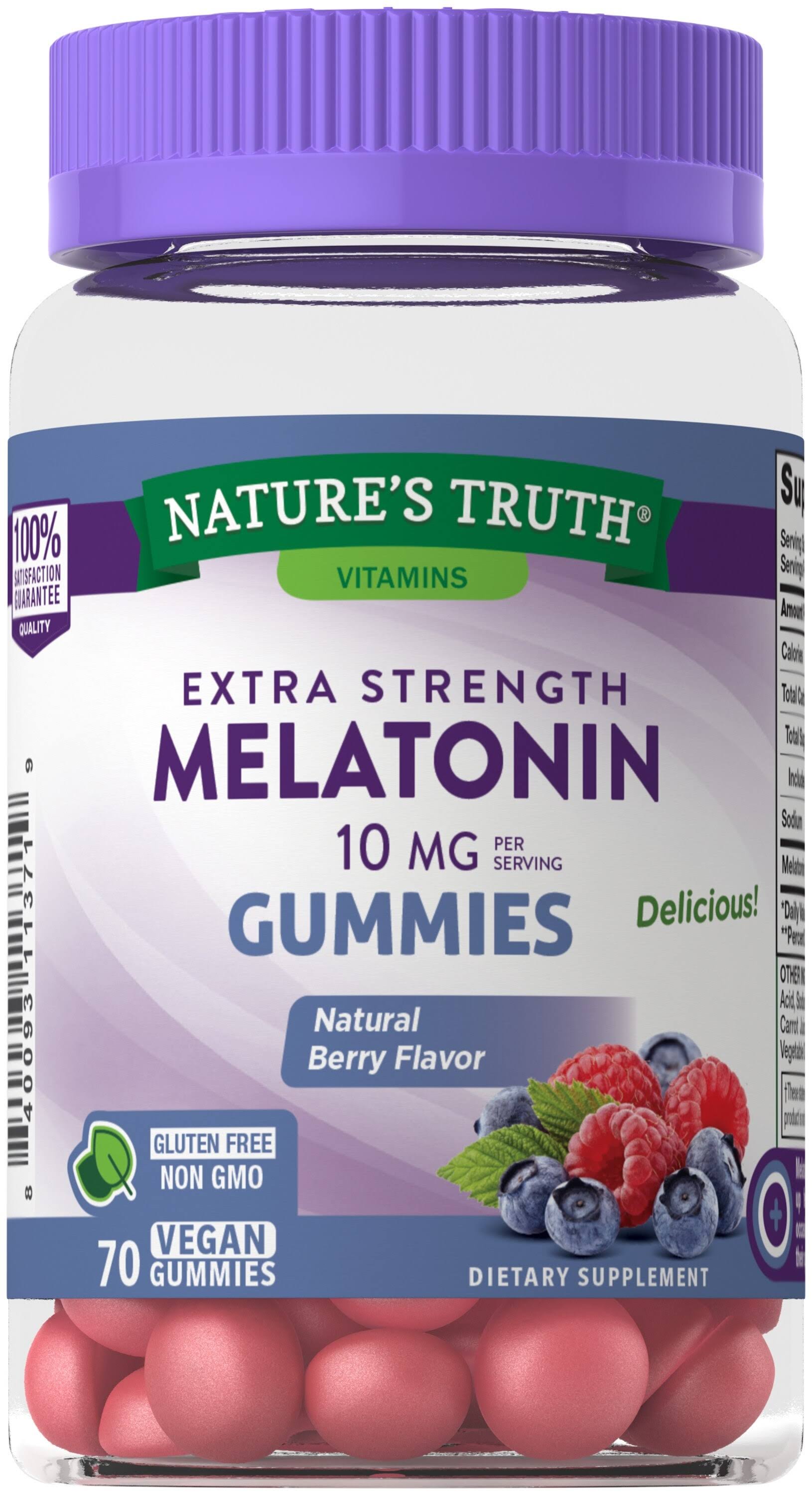 Nature's Truth Melatonin, Extra Strength, 10 mg, Gummies, Natural Berry Flavor - 70 gummies