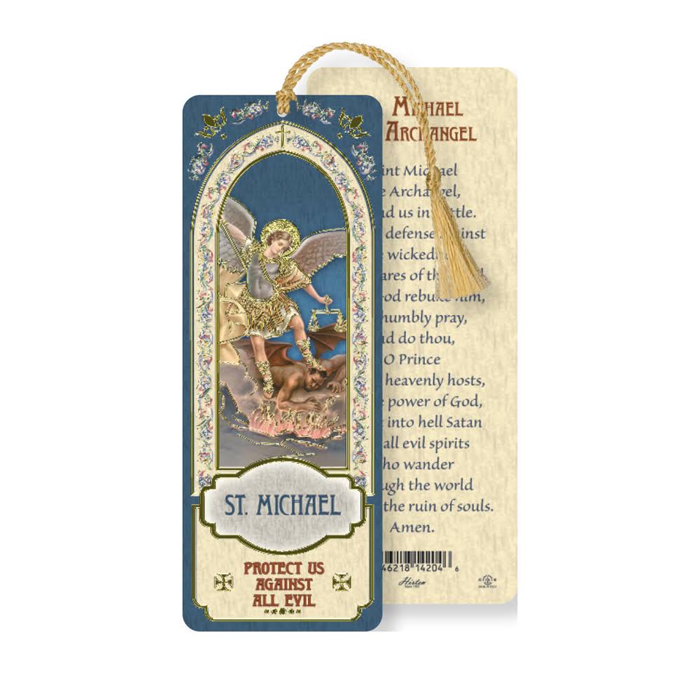 Saint Michael Laminated Tasseled Bookmark