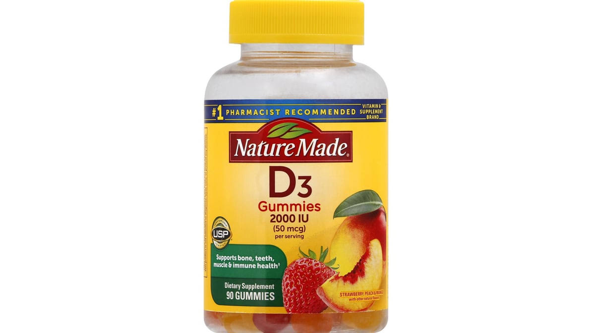 Nature Made Vitamin D3 Adult Supplement - Strawberry, Peach & Mango, 90 Gummies