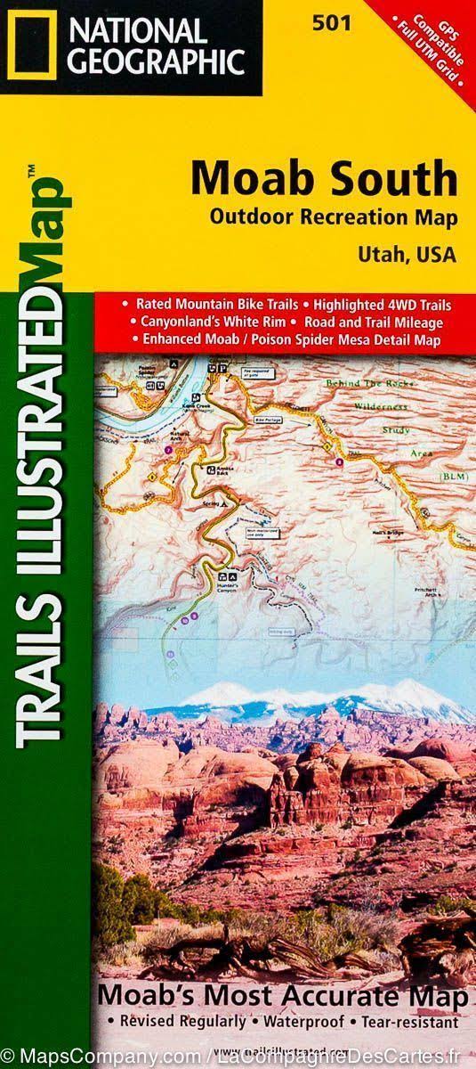 Moab South, Outdoor Recreation Map, Utah, USA: Rated Mountain Bike Trails, Highlighted 4WD Trails, Canyonland's White Rim, Road and Trail Mileage, Enhanced Moab [Book]