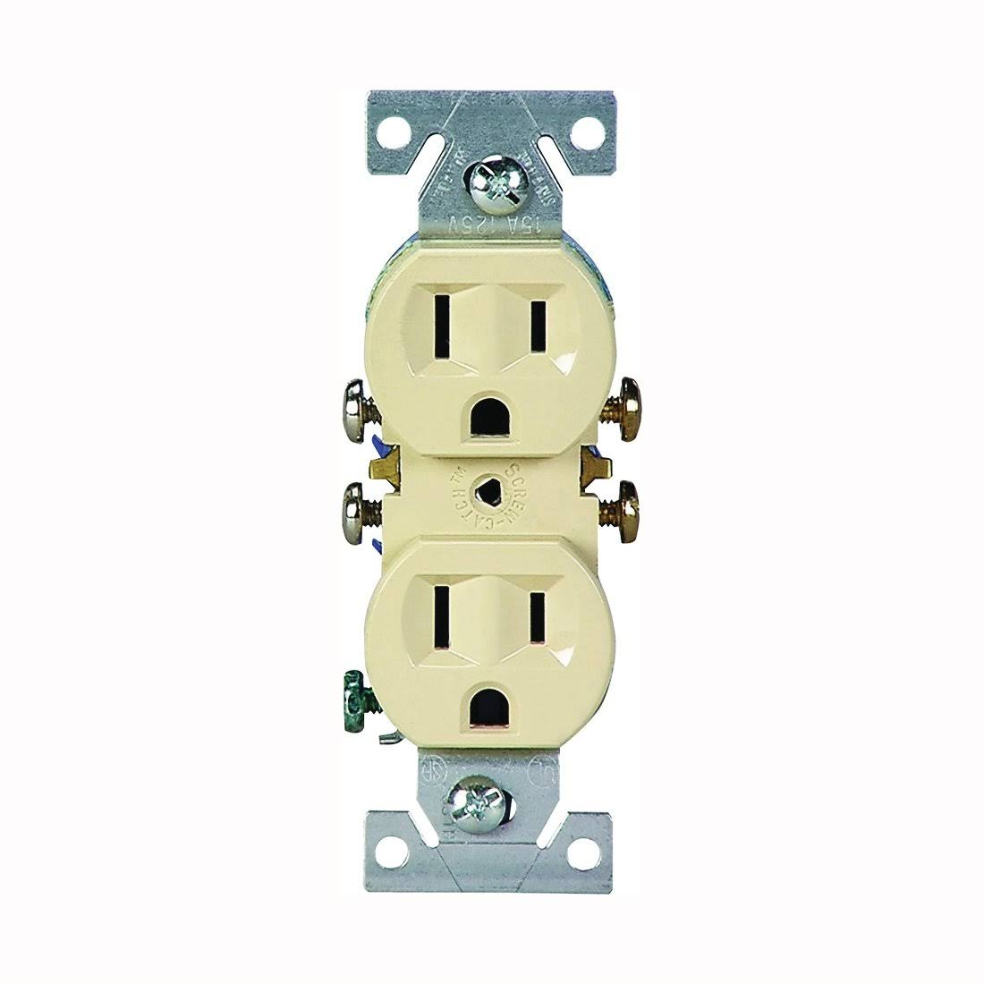Cooper Wiring Cooper Grounded Straight Blade Duplex Receptacle - Ivory