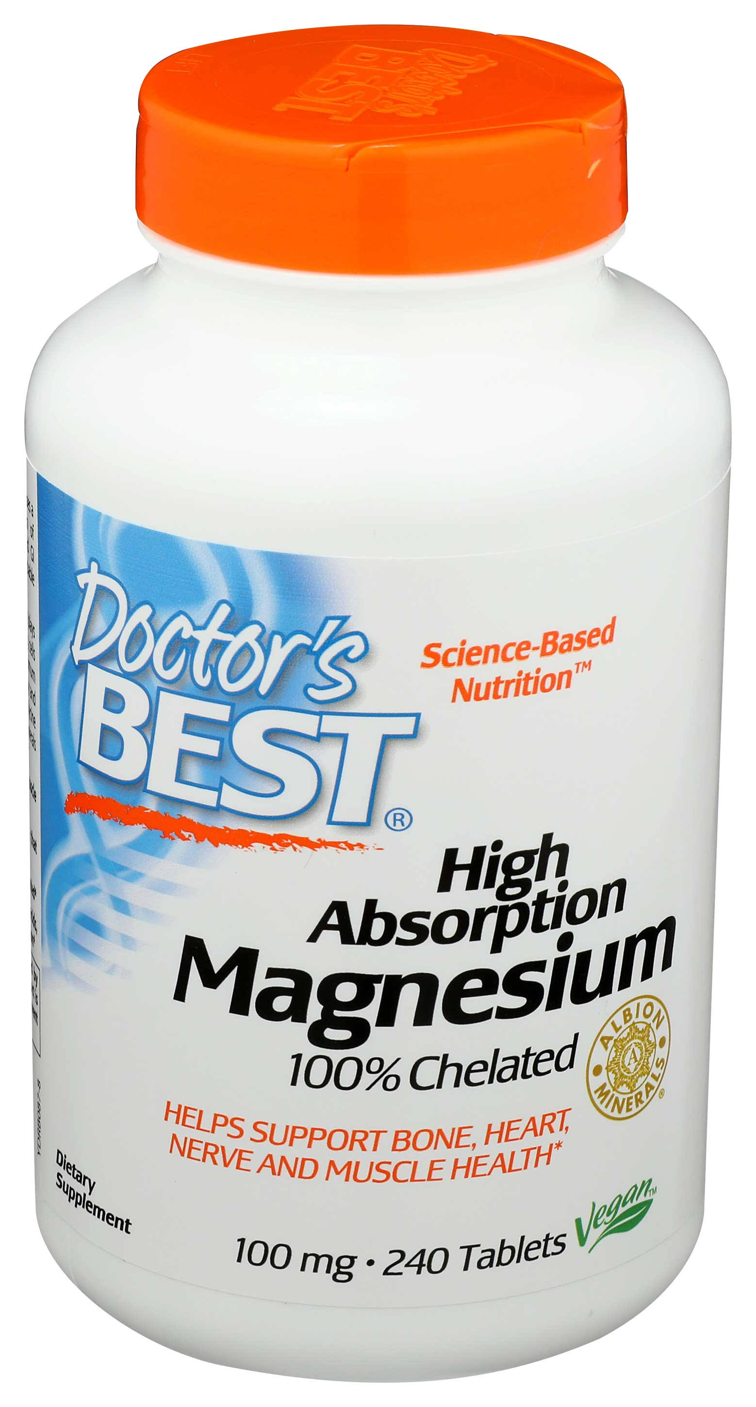Doctor's Best 100% Chelated Magnesium - 240 Tablets