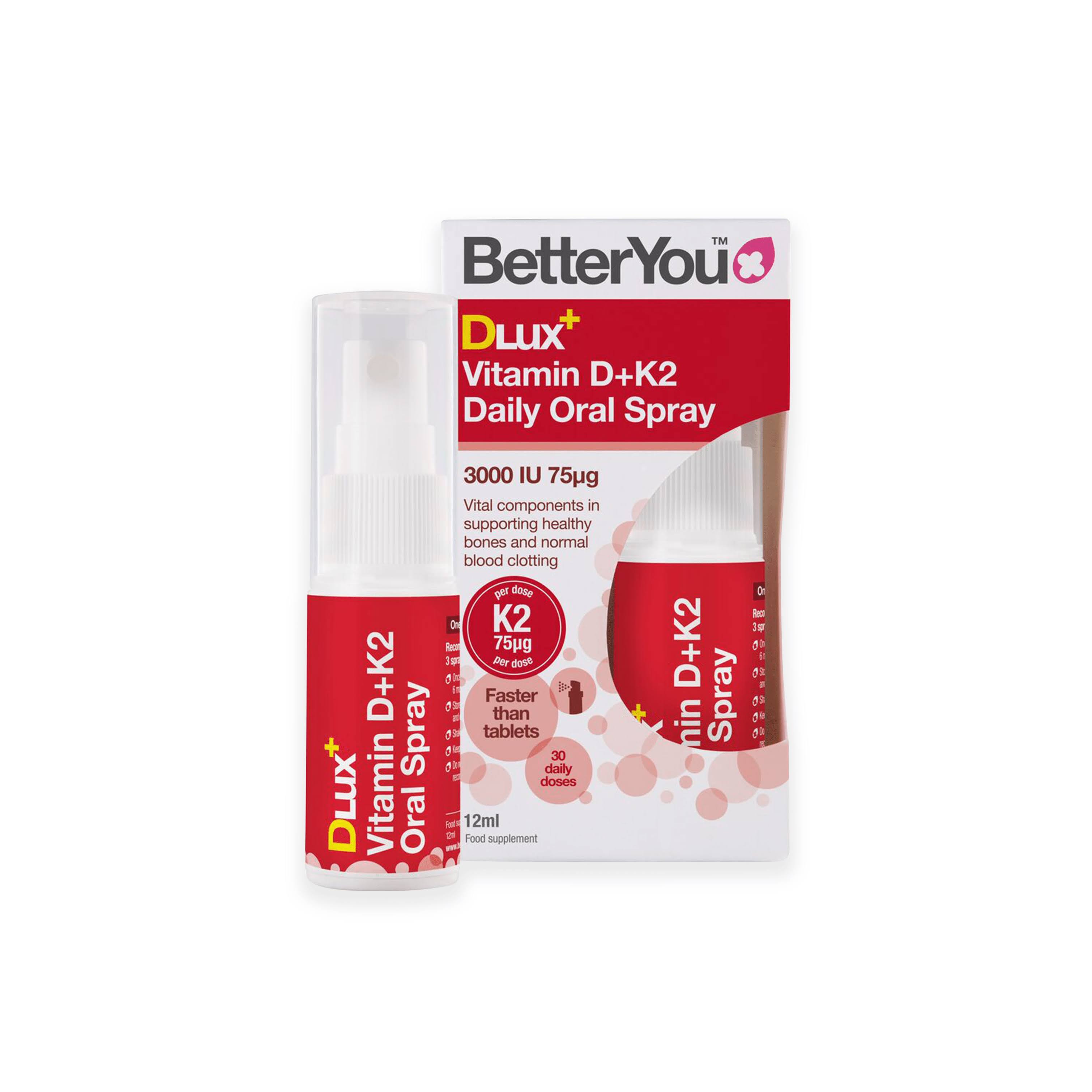 BetterYou DLux+ Vitamin D+K2 Daily Oral Spray - 12 ml.