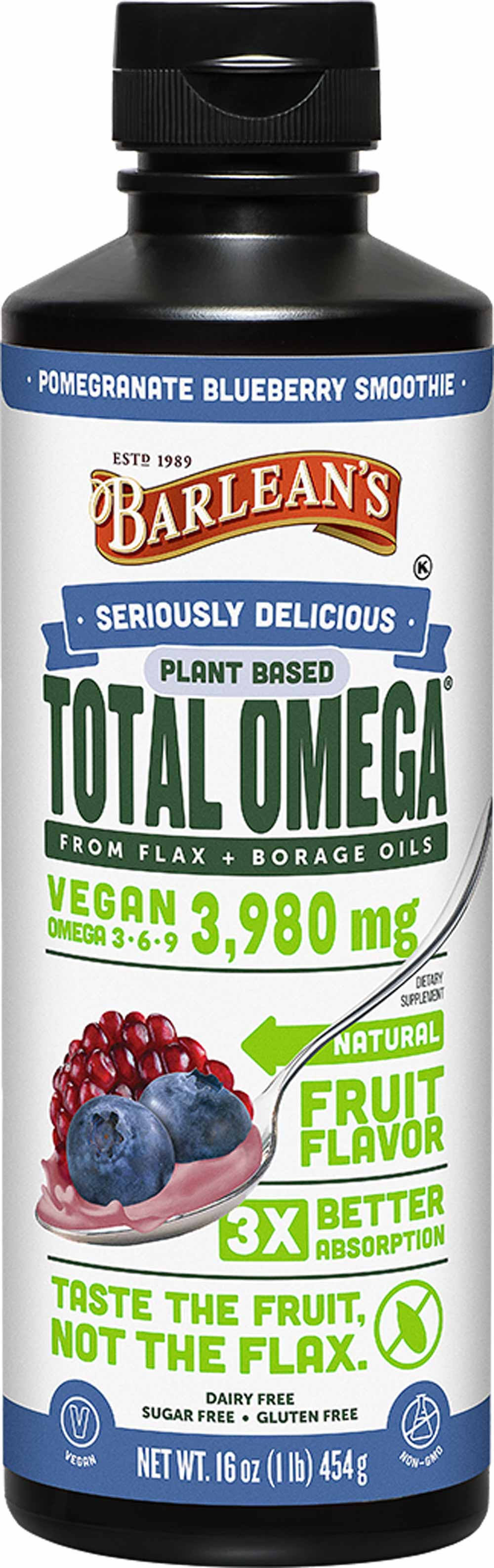 Barlean's Total Omega 3-6-9 Vegan - Pomegranate, Blueberry, 470ml
