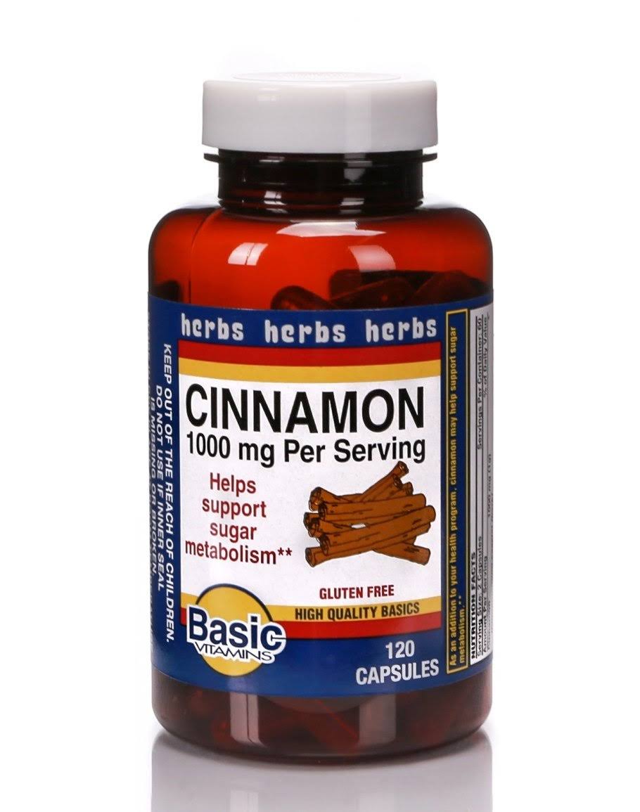 Basic Vitamins Cinnamon 1000mg per Serving 120 Capsules