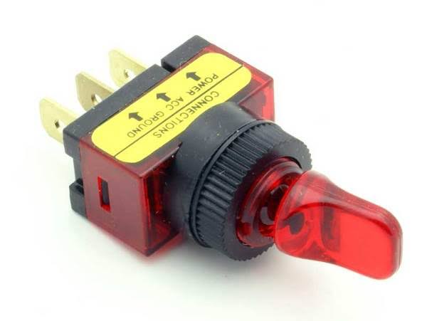 Philmore 3012174 12VDC Illuminated Duckbill Toggle Switch - Red, 20A