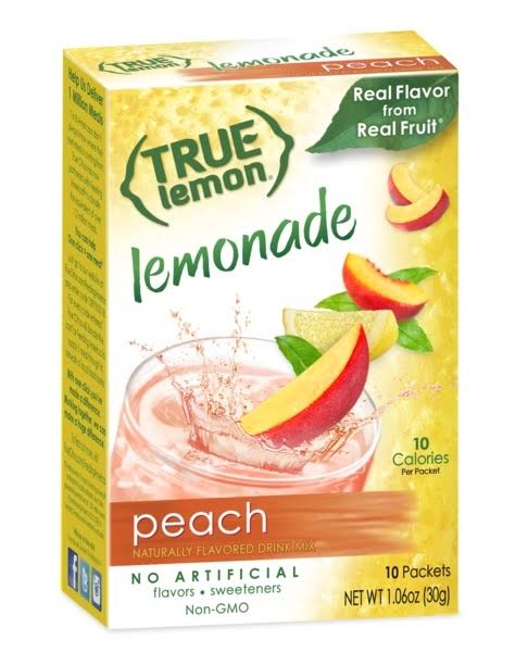 True Lemon Peach Lemonade Drink Mix - 10 Packets