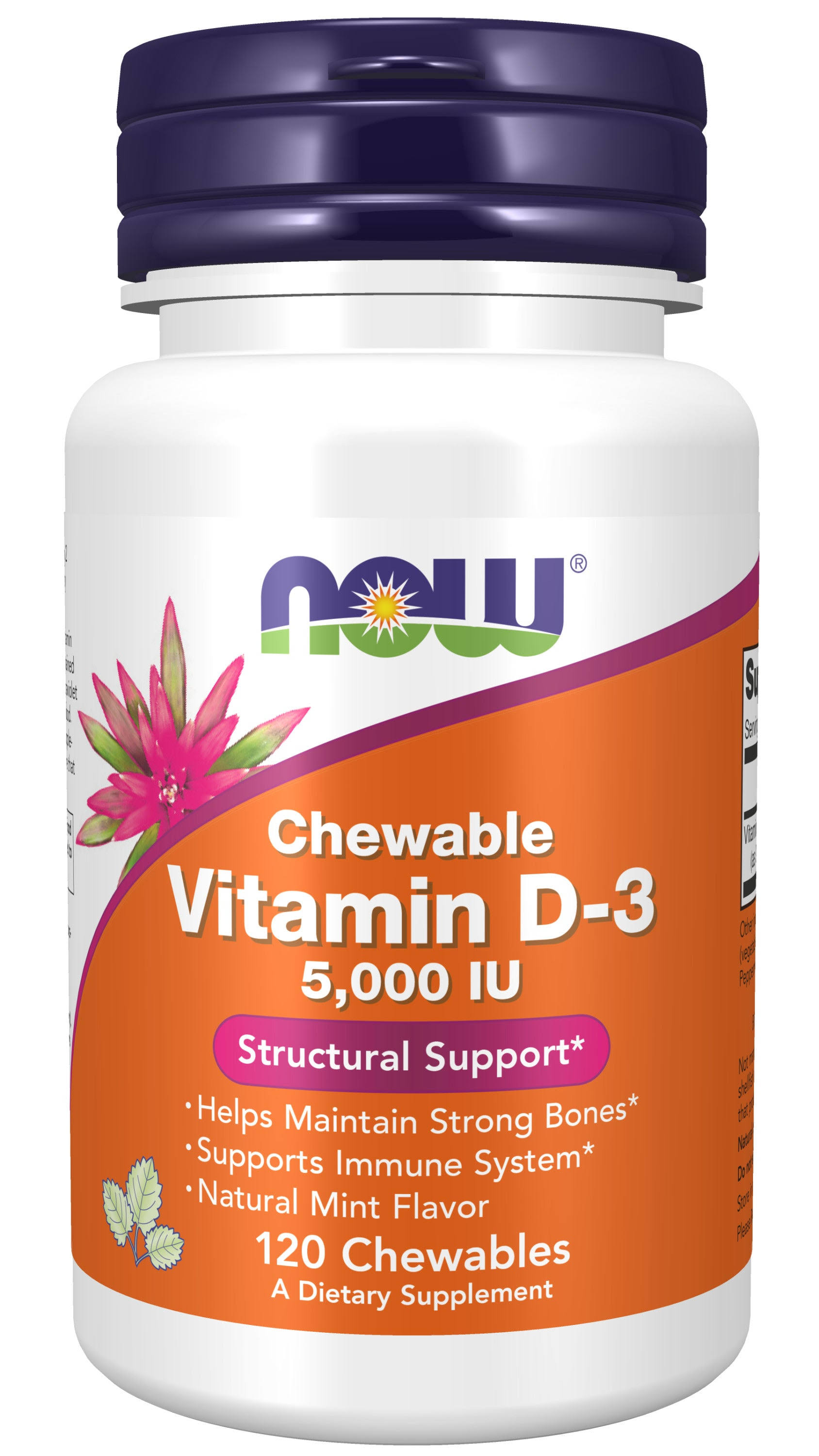 Now Foods Vitamin D-3 5000 IU Dietary Supplement - 120 Chewables