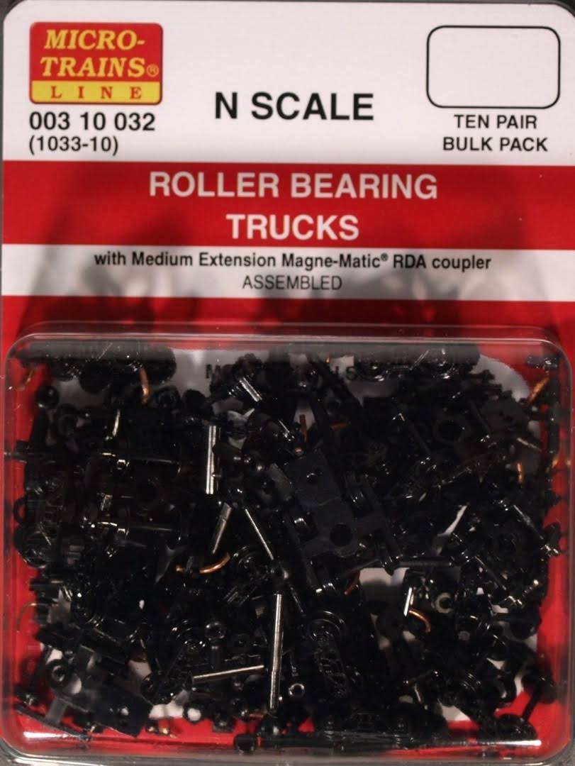 Micro Trains Roller Bearing Trucks - Black, 10prs