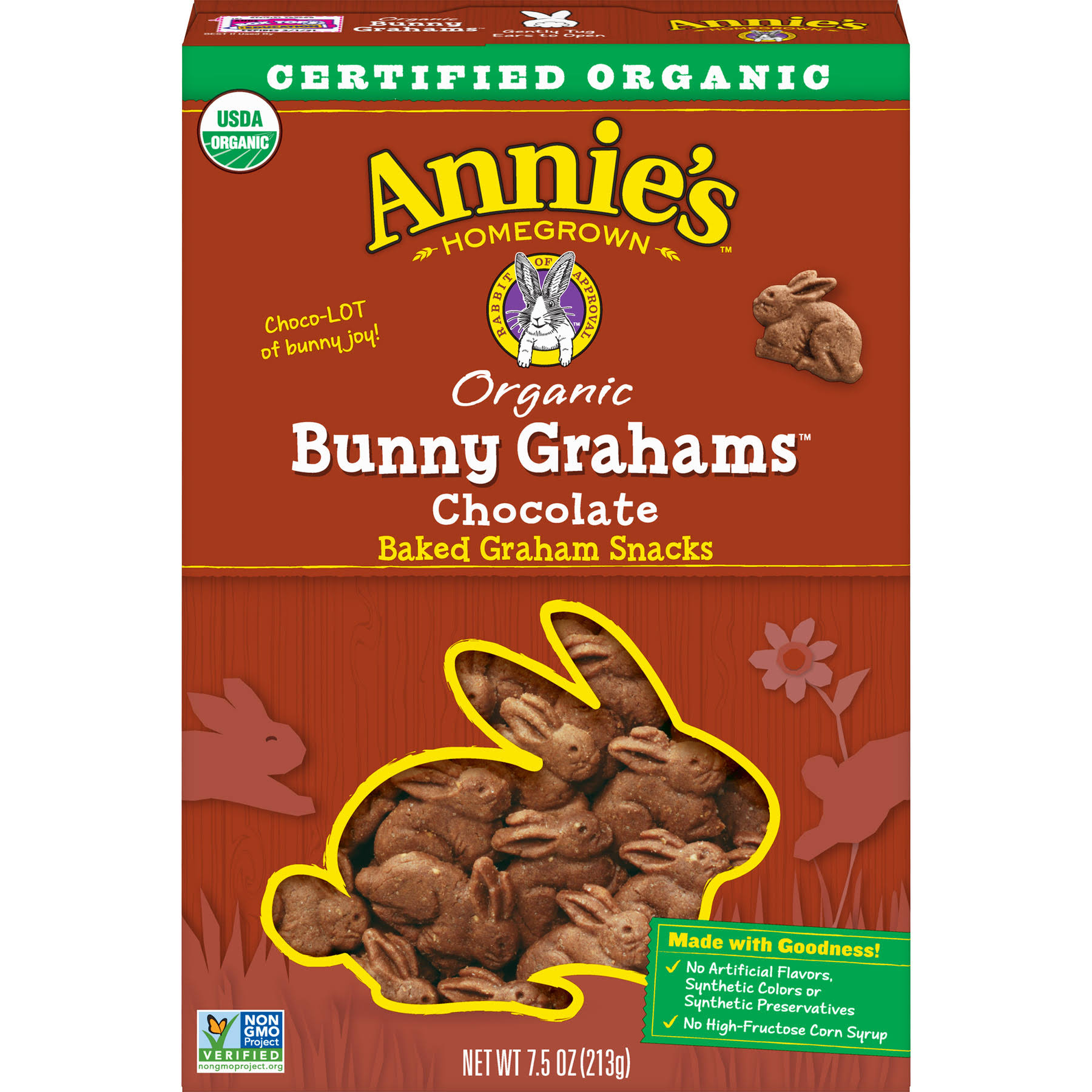 Annie's HomeGrown Bunny Grahams Organic Chocolate Baked Graham Snacks