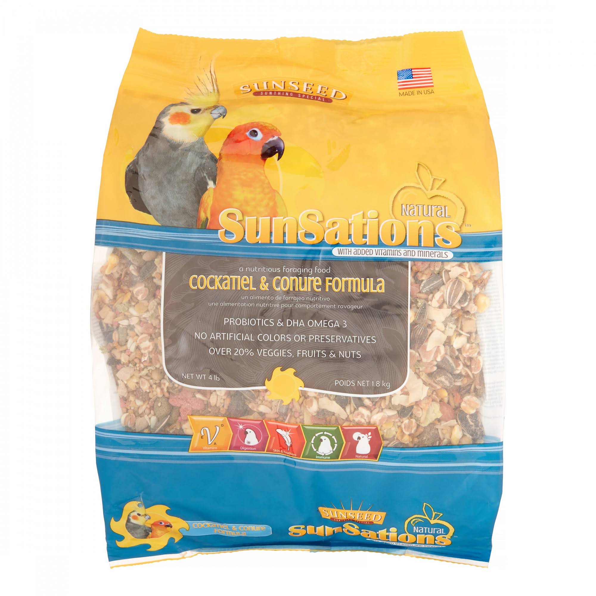 Vitakraft Sun Seed SunSations Natural Cockatiel and Conure Formula Bird Food - 4lb