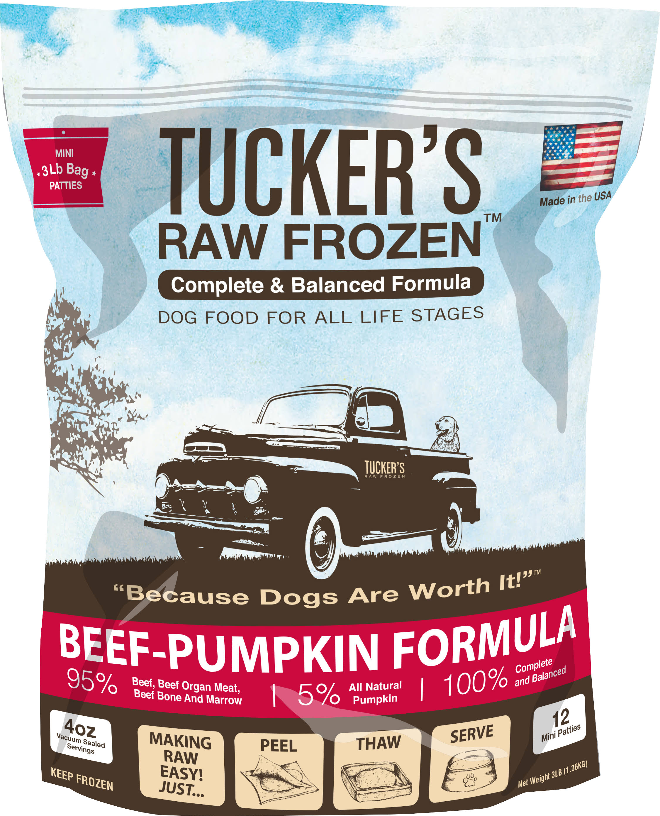 Tucker's Beef & Pumpkin Raw Frozen Dog Food - 3lb