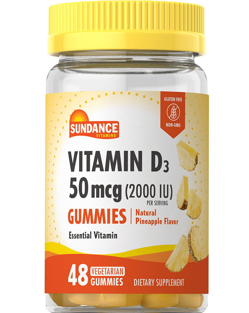 Sundance Vitamins Vitamin D3 Vegetarian Gummies Natural Pineapple Flavor - 48 ct
