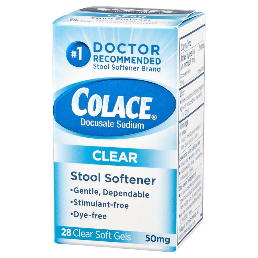 Colace Clear Stool Softener Soft Gels, 28 Caps (Pack of 1)