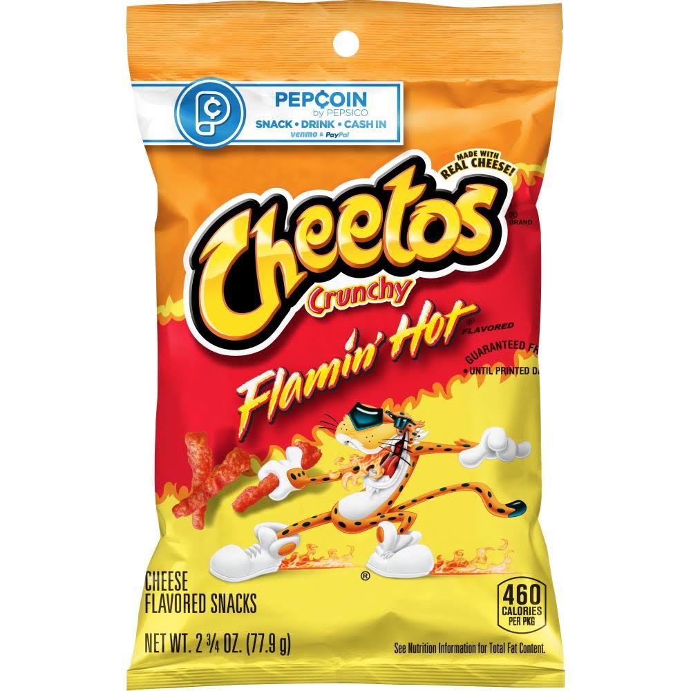 Cheetos Cheese Flavored Snacks, Flamin Hot Flavored, Crunchy - 2.75 oz