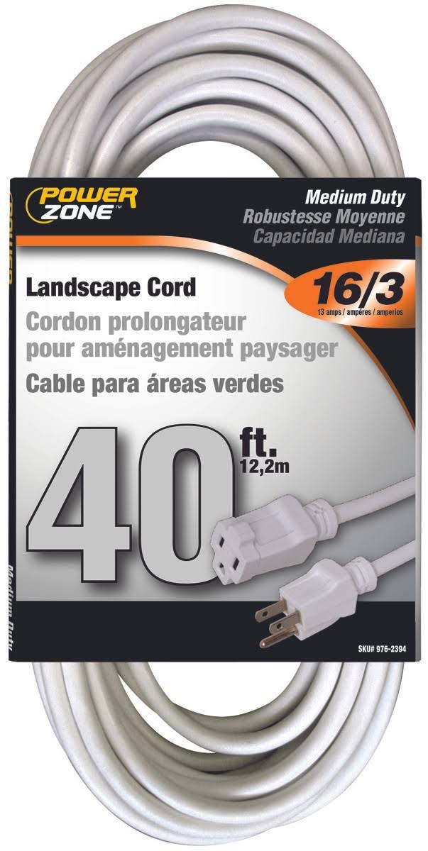 Power Zone 16/3 Extension Cord - White, 40 ft