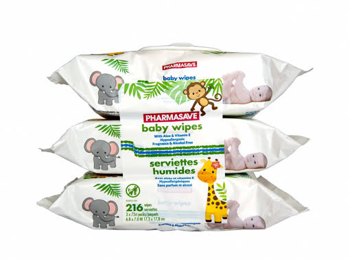 PHARMASAVE BABY WIPES REFILL PACK - UNSCENTED 216S