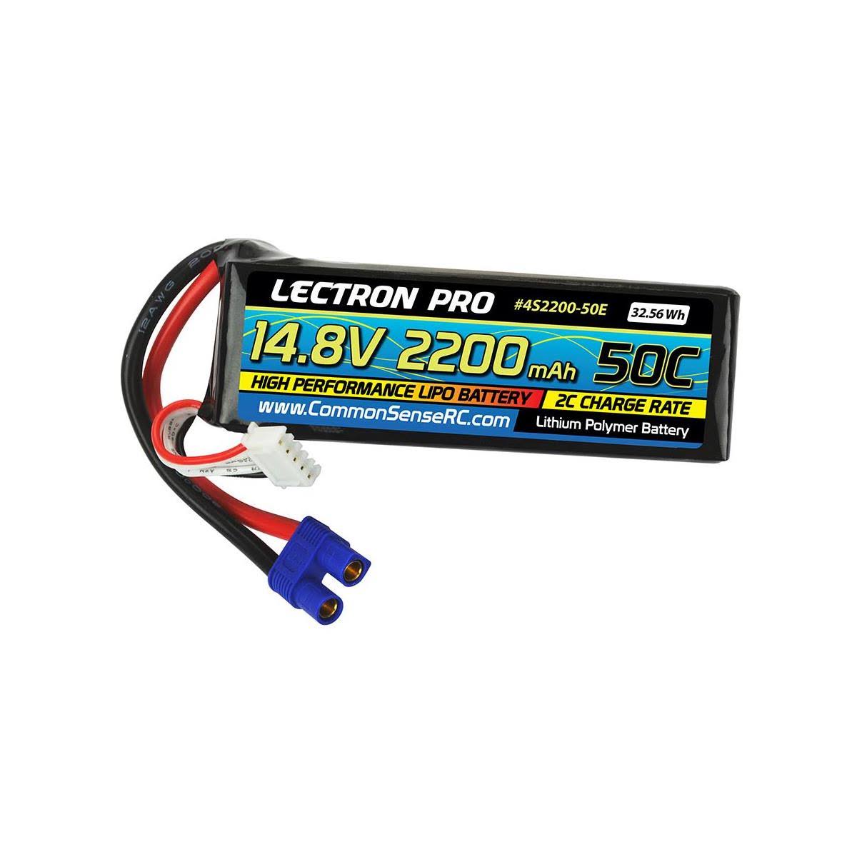 Lectron Pro 14.8V 2200mAh 50C Lipo Battery with EC3 Connector