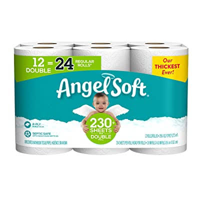 Angel Soft Toilet Paper, 12 Double Rolls = 24 Regular Rolls, 230 2-p