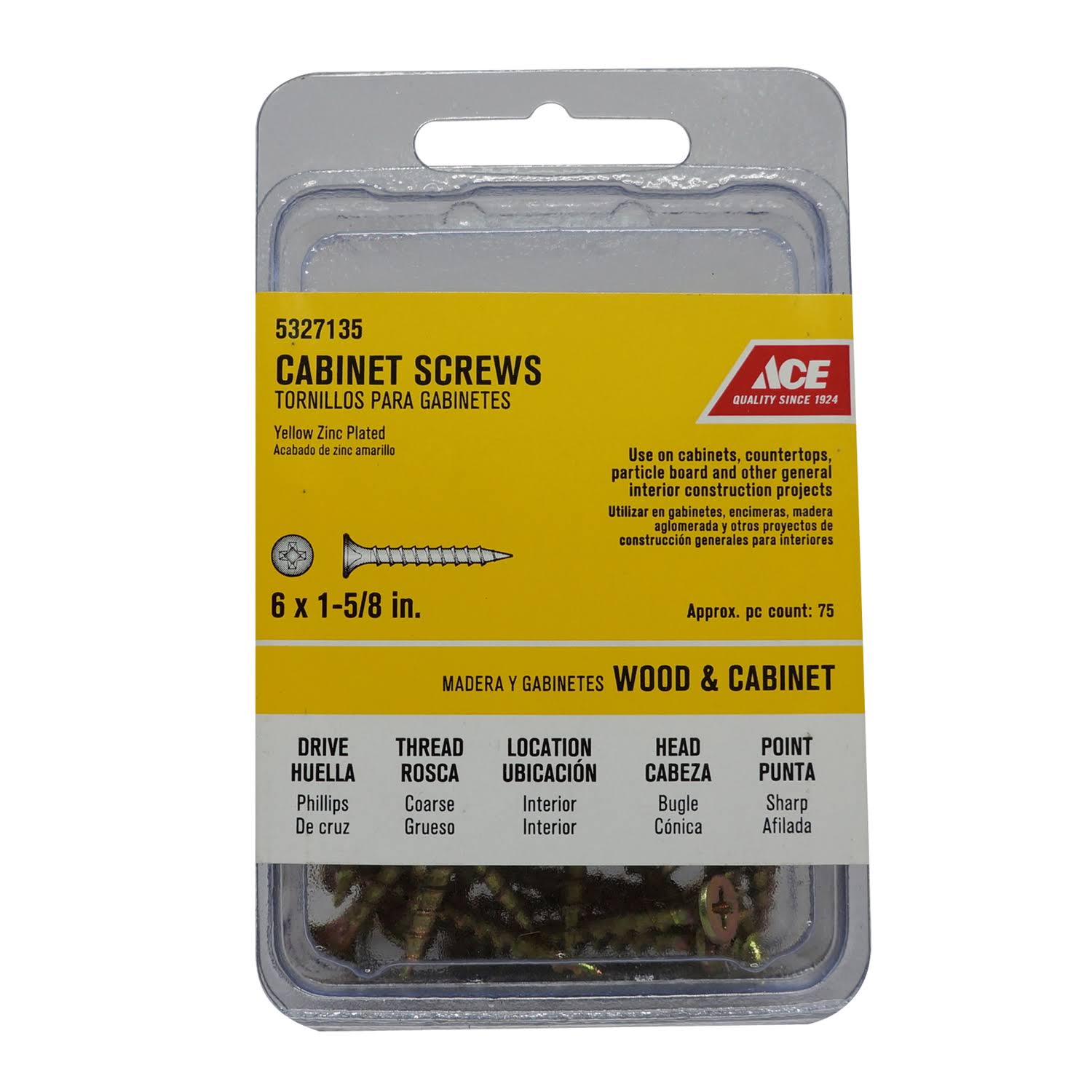 Ace Cabinet Screws - 6x1-5/8", x75