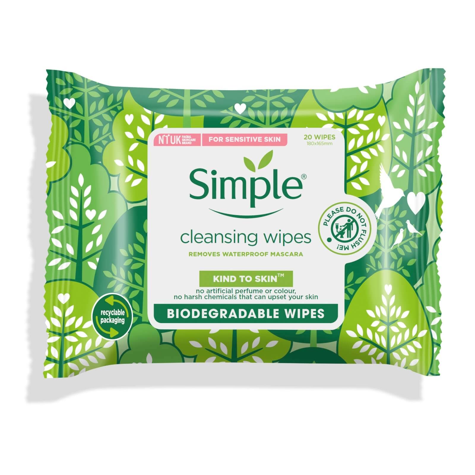 Simple Kind to Skin Biodegradable Cleansing Facial Wipes 20pc