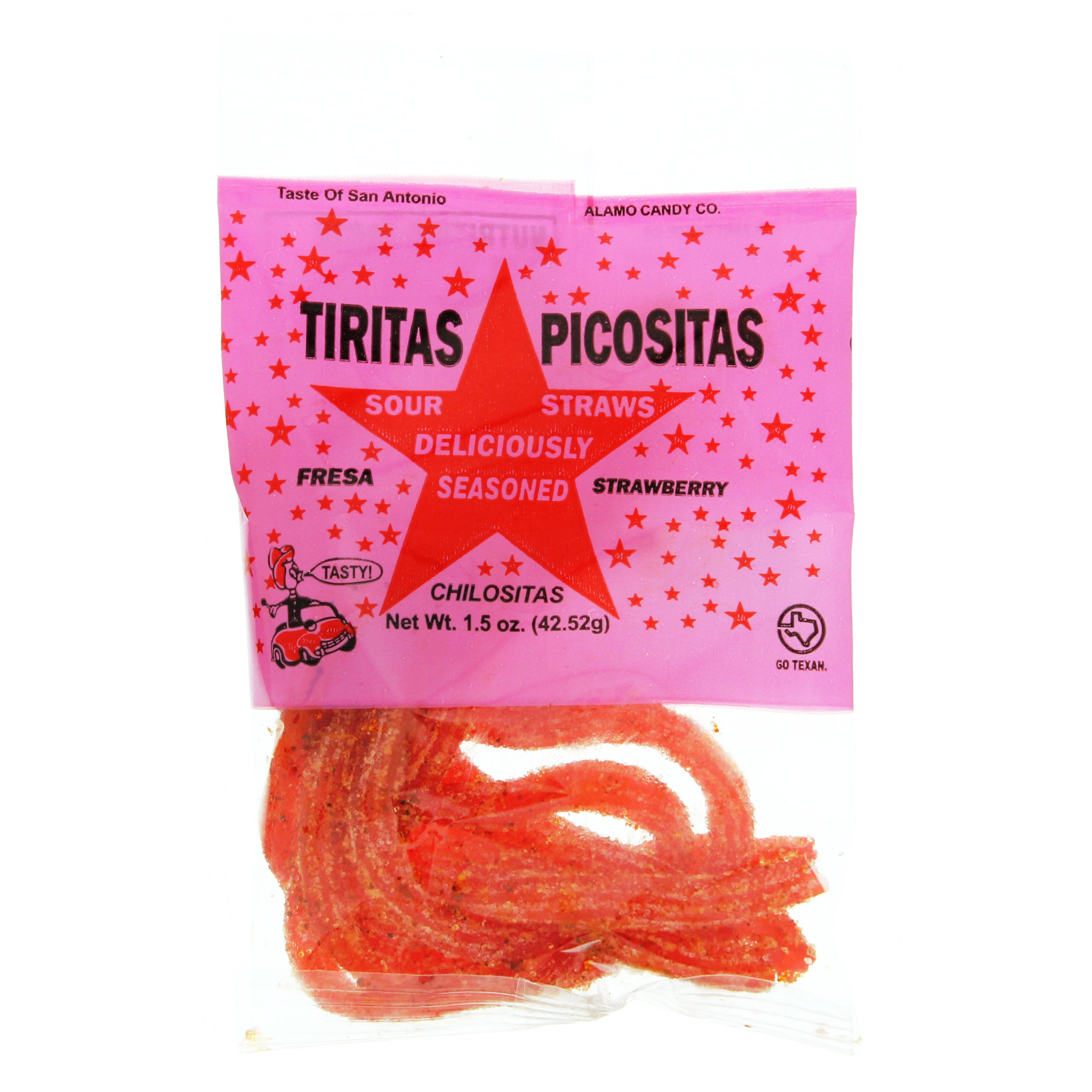 Alamo Candy Tiritas Picositas Strawberry Sour Straws - 1.5 oz