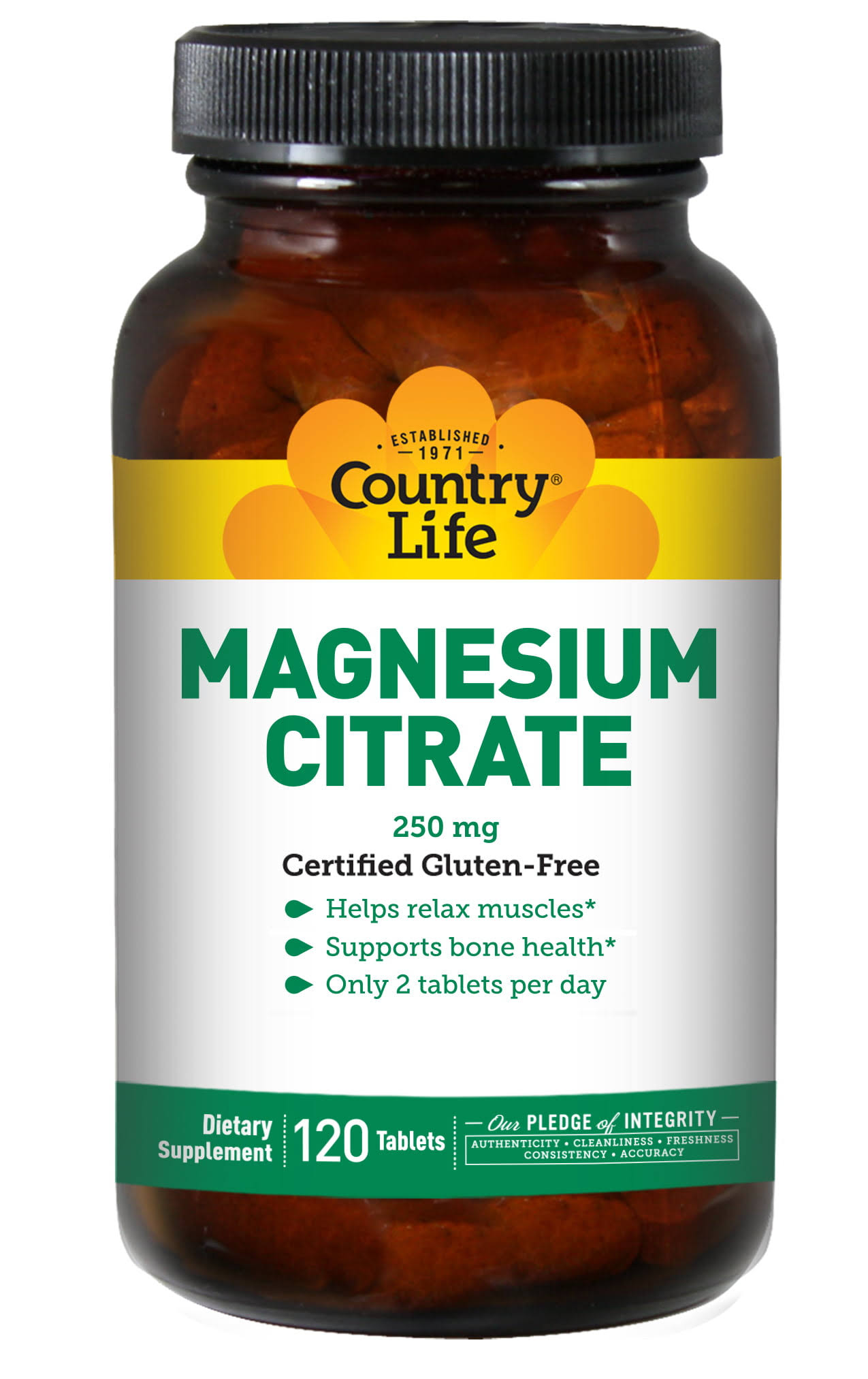 Country Life - Magnesium Citrate, 250 mg - 120 Tablets