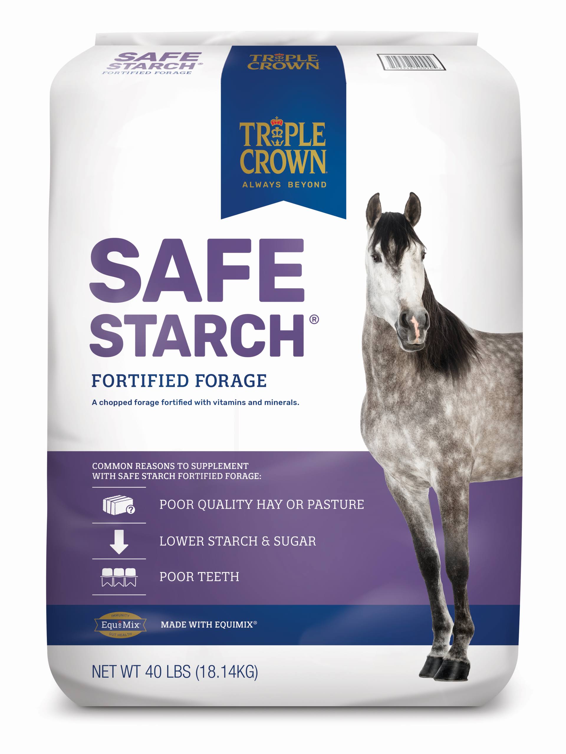 Triple Crown 3004489 Safe Starch 40 lbs. Pack Horse Grass Hay Fortified Forage