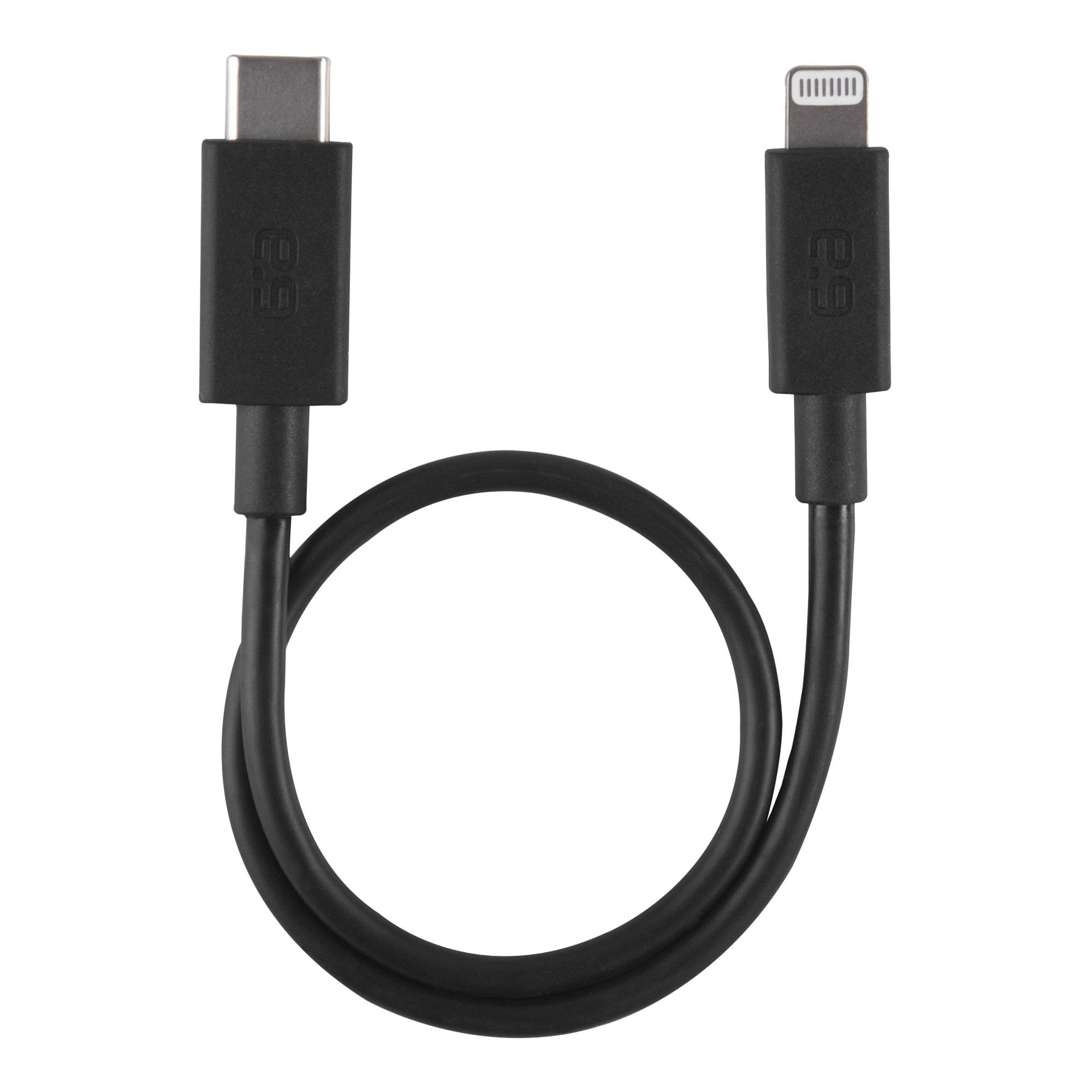 PureGear Black Lightning to USB-C Charge and Sync Cable (23cm)